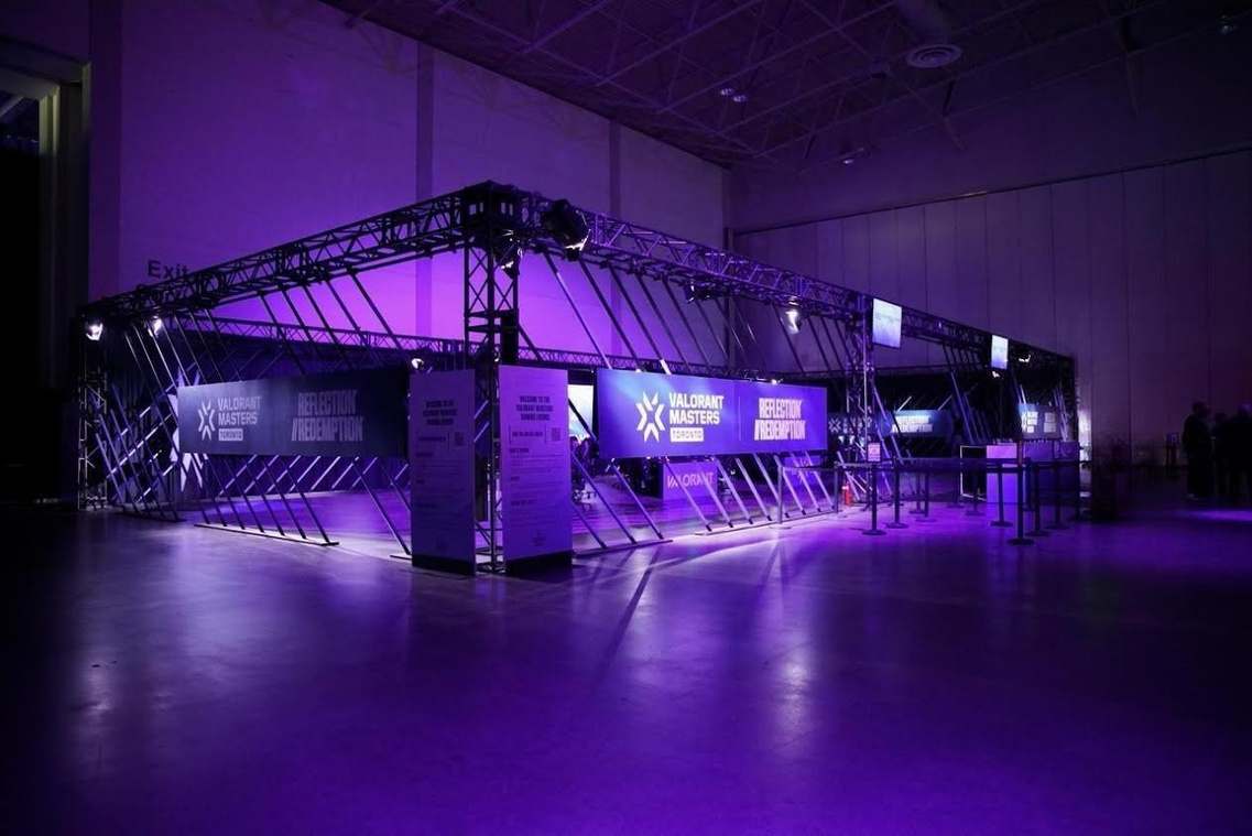 Valorant Masters Toronto — main stage with purple lighting and rigging